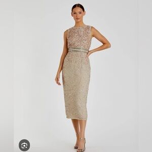 NWT - MAC DUGGAL - Sleevless Beaded Midi Dress; Color: Nude;Size 6;Style A10509
